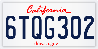 CA license plate 6TQG302