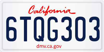 CA license plate 6TQG303