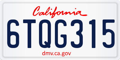 CA license plate 6TQG315