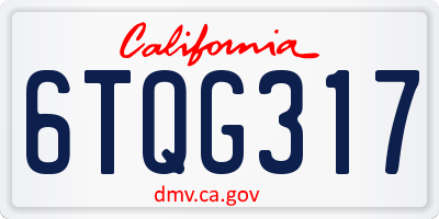 CA license plate 6TQG317