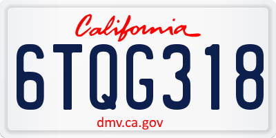 CA license plate 6TQG318