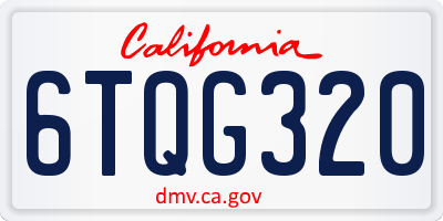 CA license plate 6TQG320