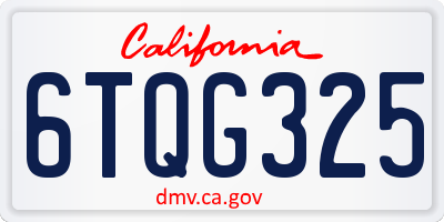 CA license plate 6TQG325