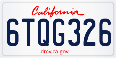 CA license plate 6TQG326