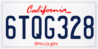 CA license plate 6TQG328