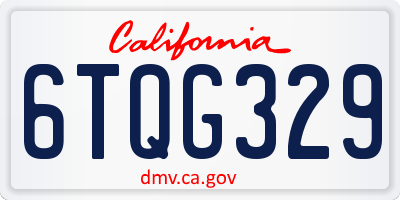 CA license plate 6TQG329