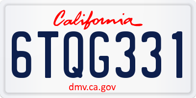 CA license plate 6TQG331