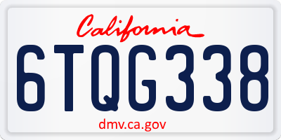 CA license plate 6TQG338