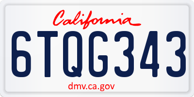 CA license plate 6TQG343