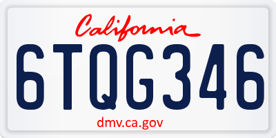 CA license plate 6TQG346