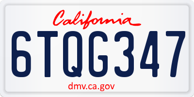 CA license plate 6TQG347