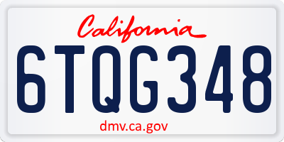 CA license plate 6TQG348