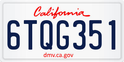 CA license plate 6TQG351