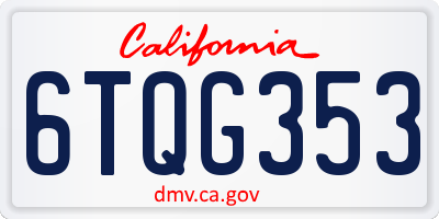 CA license plate 6TQG353