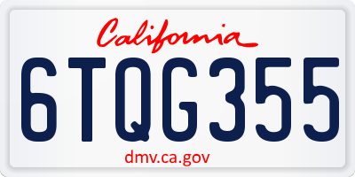 CA license plate 6TQG355