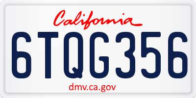 CA license plate 6TQG356