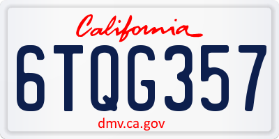 CA license plate 6TQG357