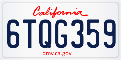 CA license plate 6TQG359