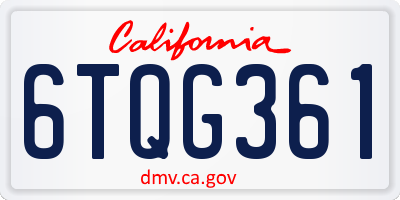 CA license plate 6TQG361