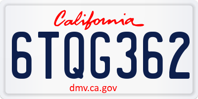 CA license plate 6TQG362