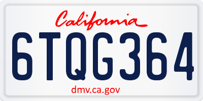 CA license plate 6TQG364