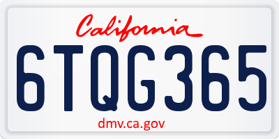 CA license plate 6TQG365