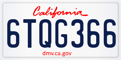 CA license plate 6TQG366