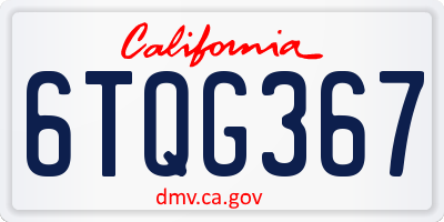 CA license plate 6TQG367