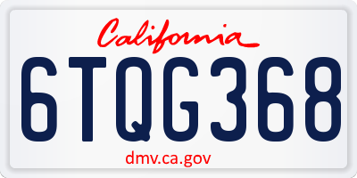 CA license plate 6TQG368