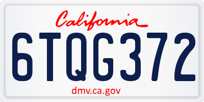 CA license plate 6TQG372