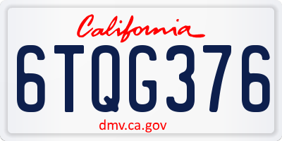 CA license plate 6TQG376