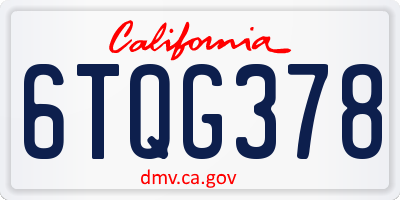 CA license plate 6TQG378