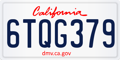 CA license plate 6TQG379
