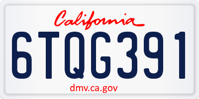 CA license plate 6TQG391