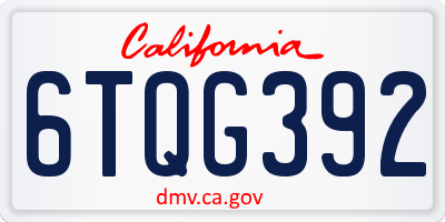 CA license plate 6TQG392