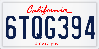 CA license plate 6TQG394