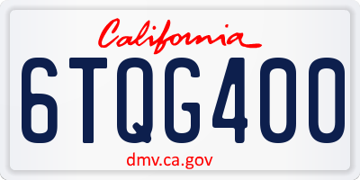 CA license plate 6TQG400