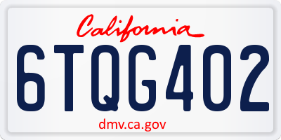 CA license plate 6TQG402