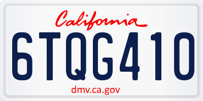 CA license plate 6TQG410