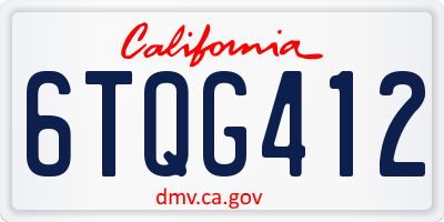 CA license plate 6TQG412
