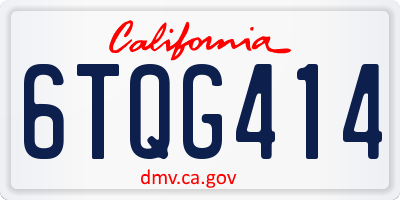 CA license plate 6TQG414