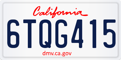 CA license plate 6TQG415