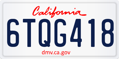 CA license plate 6TQG418