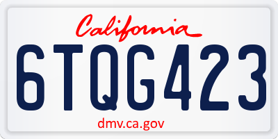 CA license plate 6TQG423