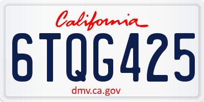 CA license plate 6TQG425