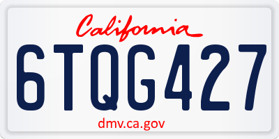 CA license plate 6TQG427