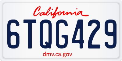 CA license plate 6TQG429