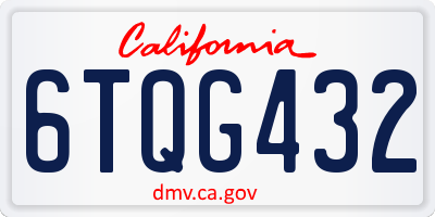 CA license plate 6TQG432