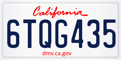 CA license plate 6TQG435