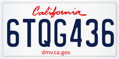 CA license plate 6TQG436